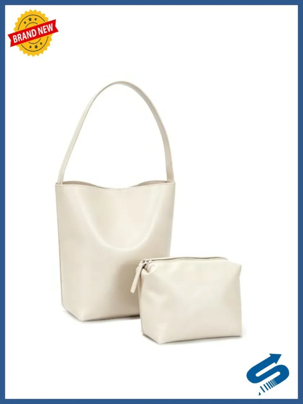 Women's Glossy PU Leather Bucket Bag Small Tote Handbag with Magnetic Snap &